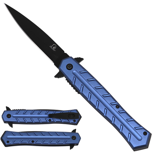 Falcon Navy Spring Assisted Stiletto Pocket Knife