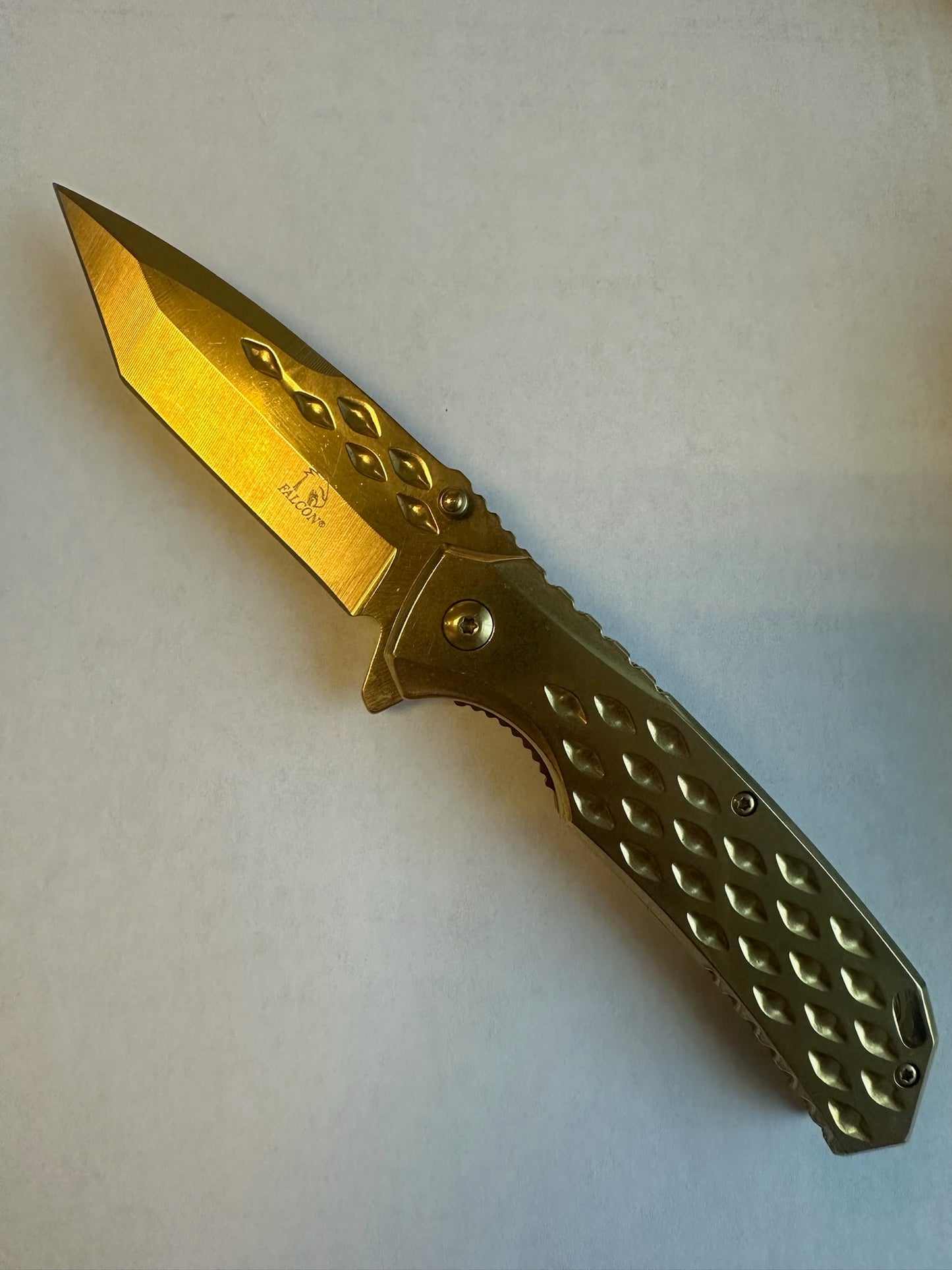 Falcon Spring Assisted Gold Pocket Knife