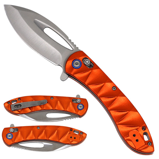 Falcon Orange Spring Assisted Pocket Knife with Locking Mechanism