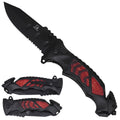 Tactical Textured Grip Spring Assisted Pocket Knife - Wood Grain Handle