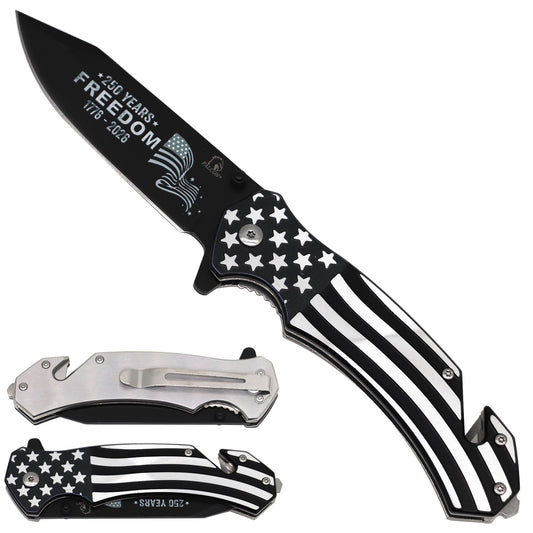 Falcon 250 Years of Freedom Spring Assisted Pocket Knife - Flag Handle - Pacific Solution wholesale pocket knife SKU KS2817FD