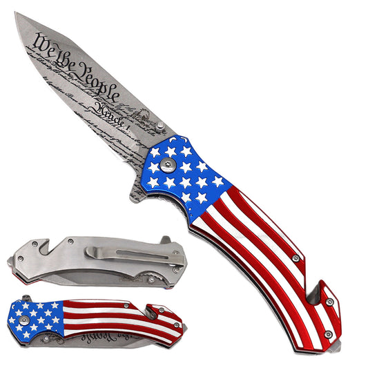3" Blade w Declaration / US Flag Handle/ Assisted Knife