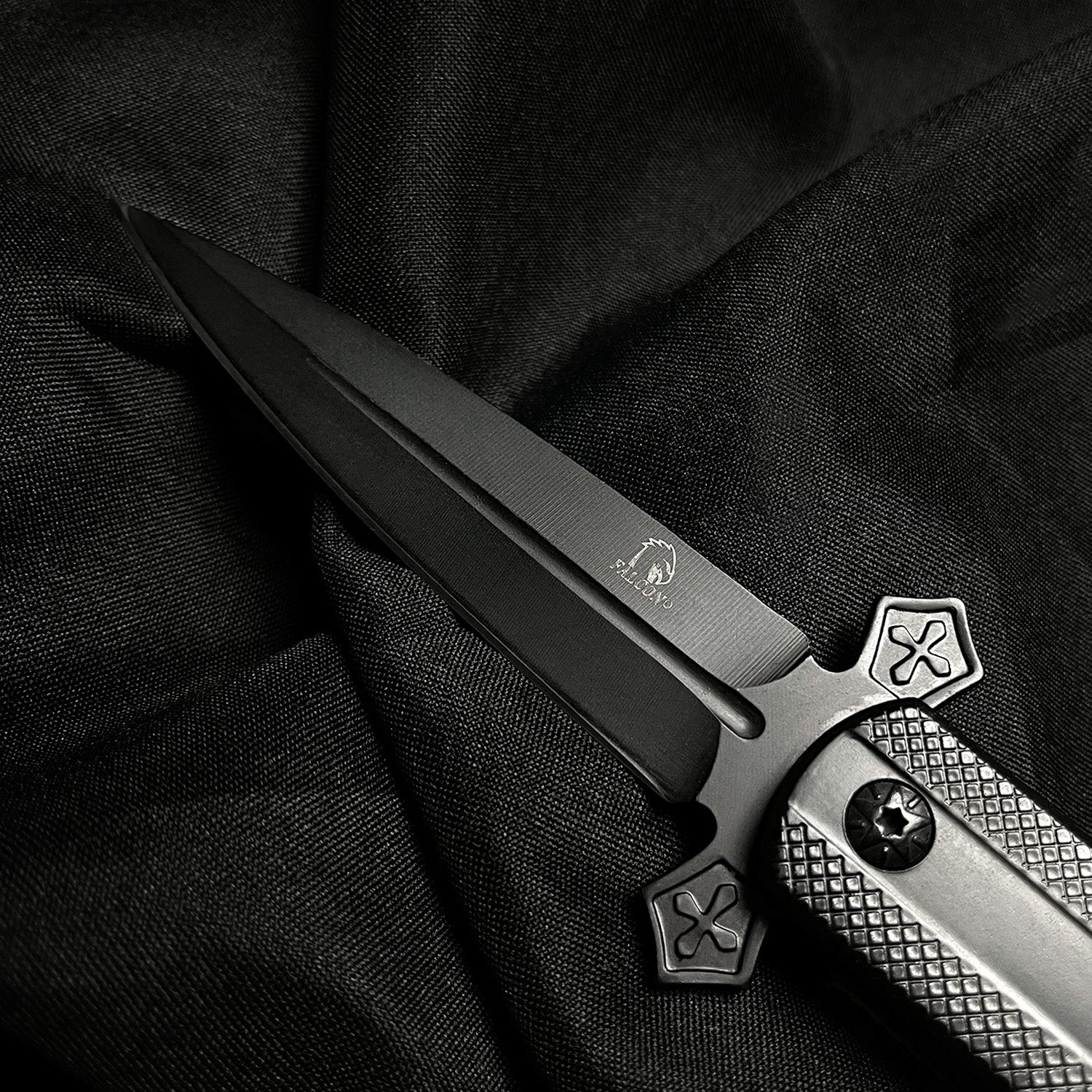 3 1/2 " Black Blade / White Handle w Cross /  Assited Knife