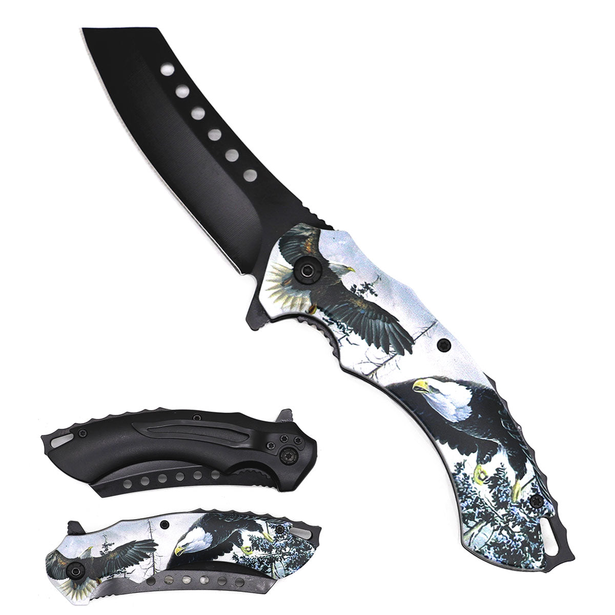 4" Black Blade / Eagle Handle / Assisted Knife