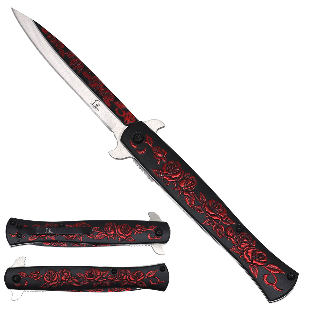 Falcon Roses Spring Assisted Pocket Knife
