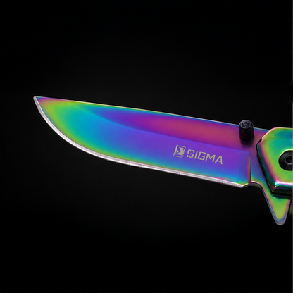 Sigma Ball Bearing Folding Knife -3 1/2" Blade / 4 3/4" Handle / Bearing System / Rainbow