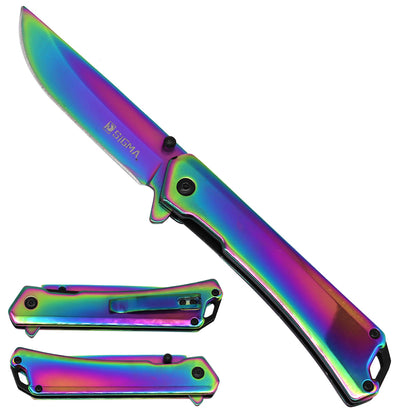 Sigma Ball Bearing Folding Knife -3 1/2" Blade / 4 3/4" Handle / Bearing System / Rainbow