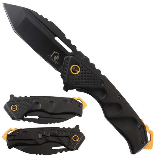 Falcon Spring Assisted Knife Black Frame Lock Knife