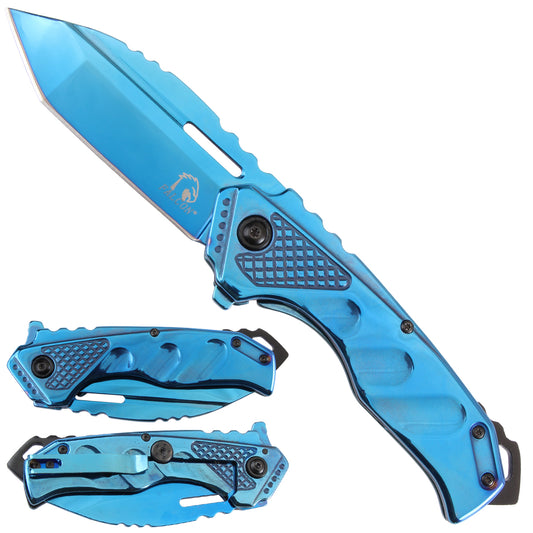 Falcon Spring Assisted Knife Blue Frame Lock Knife