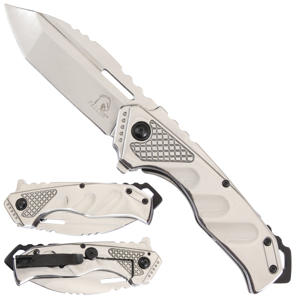 Falcon Spring Assisted Knife Chrome Frame Lock Knife