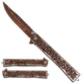 Falcon Leaf-Pattern Spring Assisted Pocket Knife - Rose Gold