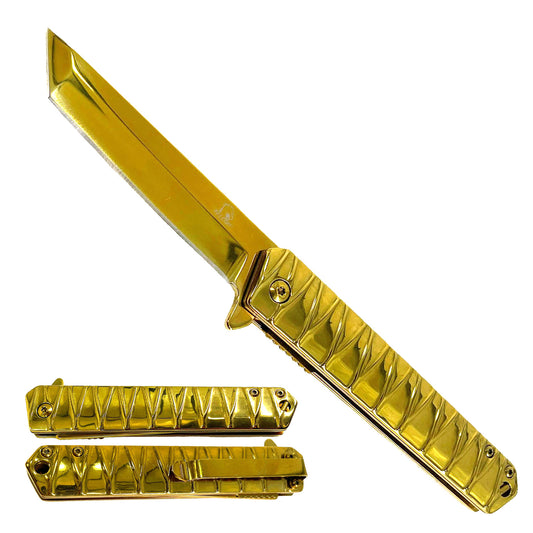 Wholesale Pocket Knives for Resellers: Falcon Gold Tanto Pocket Knife.