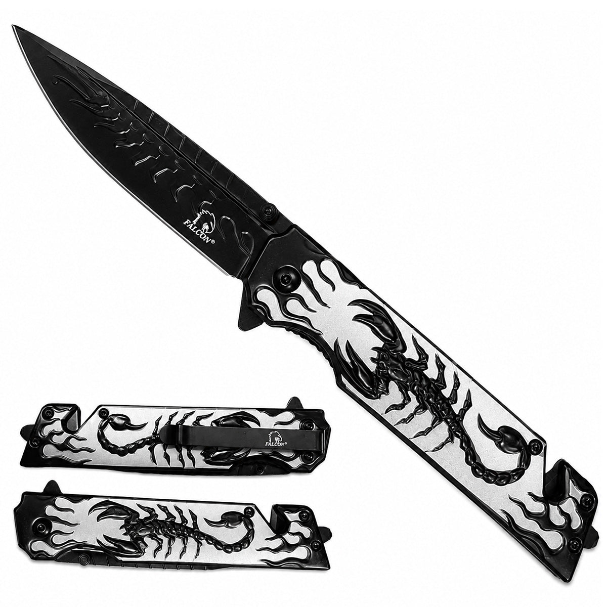 Falcon Knives - Scorpion Pocket Knife - 5"  Blade / Stainless Steel Handle