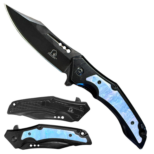 Falcon Acrylic & Steel Spring Assisted Pocket Knife - Gray Handle
