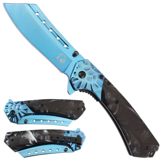 Falcon Spring Assisted Pocket Knife Blue Coated Stainless Steel Blade