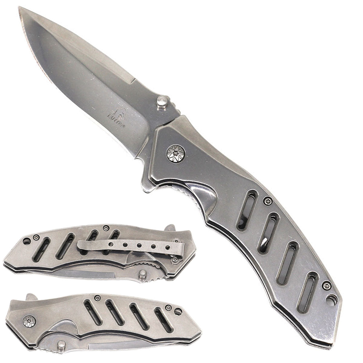 Falcon 8" Chrome Spring Assisted Pocket Knife