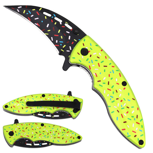 Rainbow Sprinkles Spring Assisted Pocket Knives