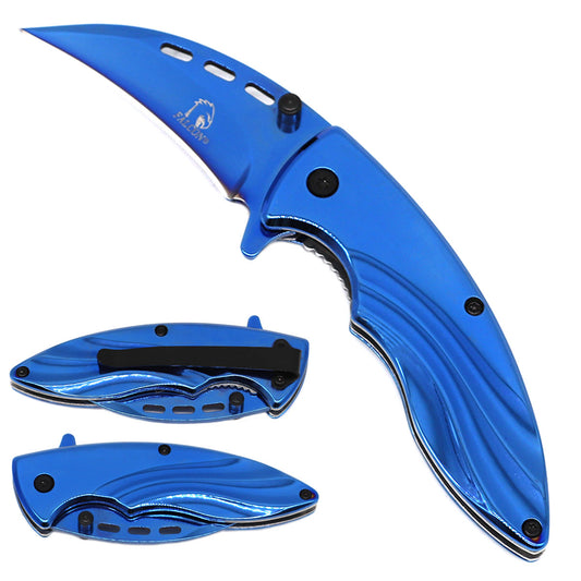 Falcon 8 7/8" Blue Spring Assisted Karambit Knife