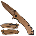 Falcon Rose Gold Spring Assisted Pocket Knife - Half Serrated Blade