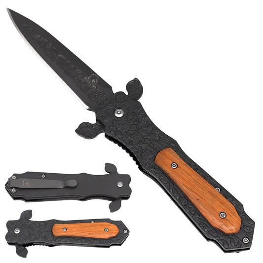 Falcon Spring-Assisted Folding Pocket Knife, 3mm Mirror-Gloss Blade | KS4071GY