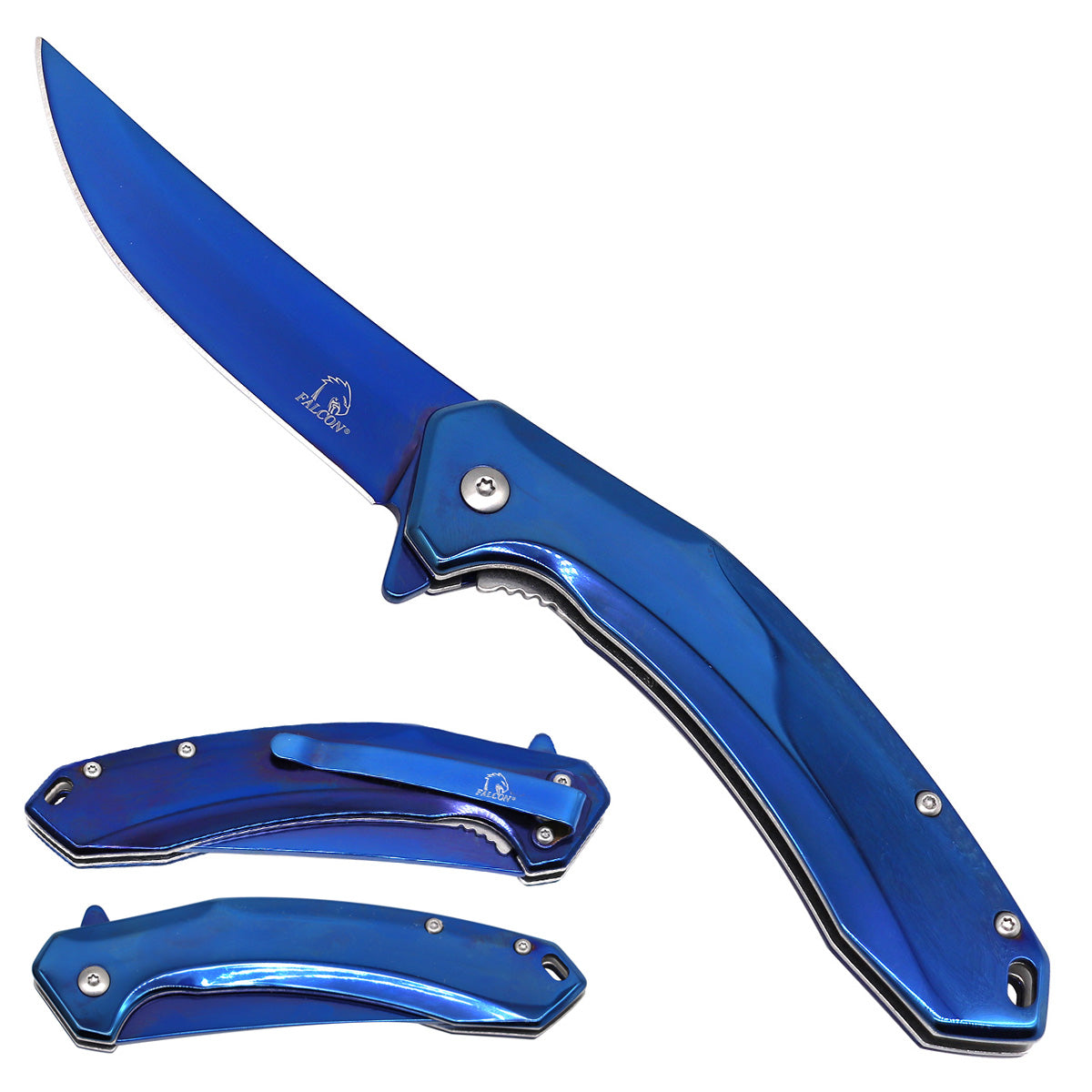 Falcon Blue Spring Assisted Pocket Knife