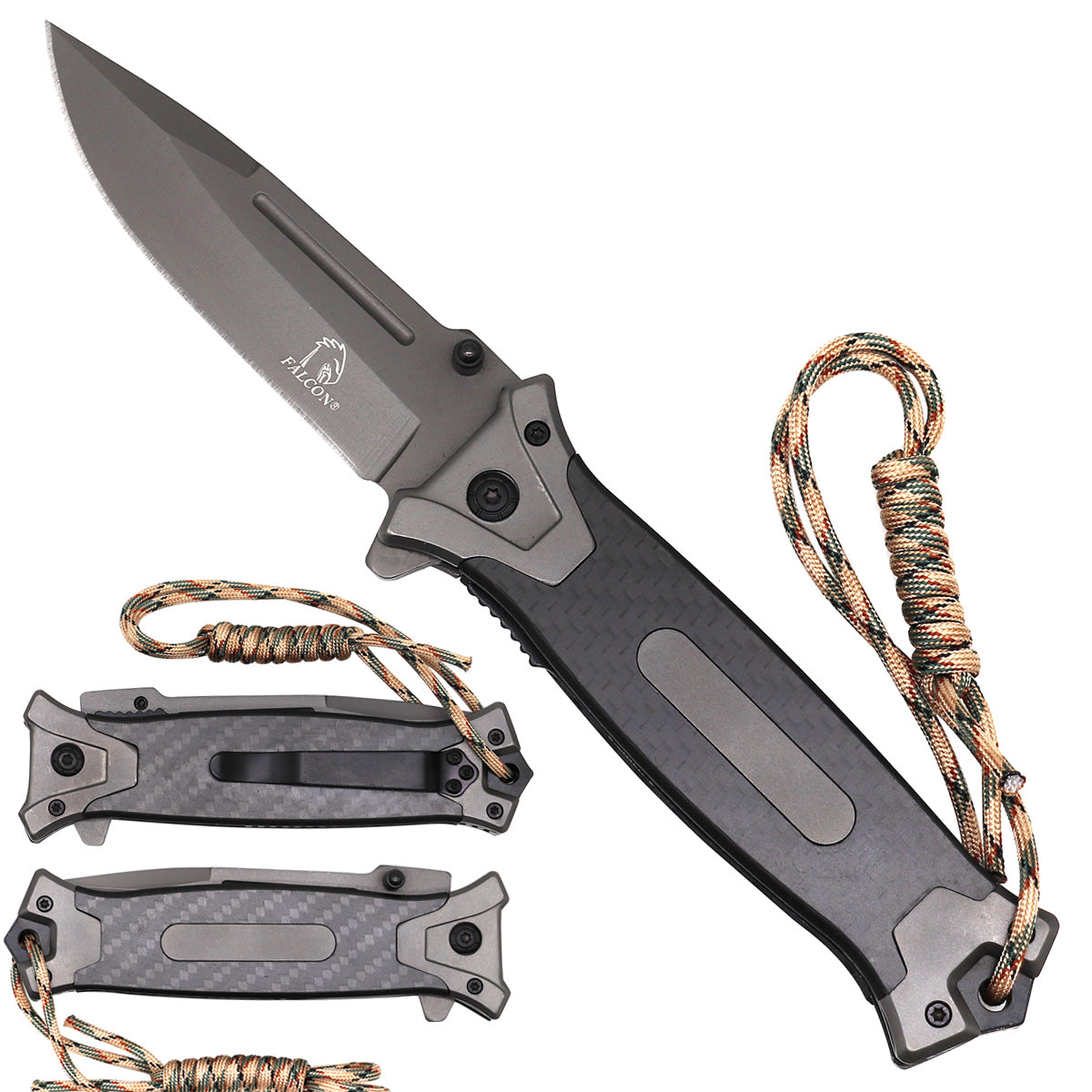 Falcon Black Carbon Fiber Pocket Knives