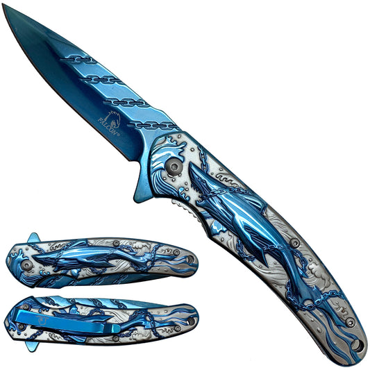 Falcon Knives - Shark & Chains Blue Pocket Knife