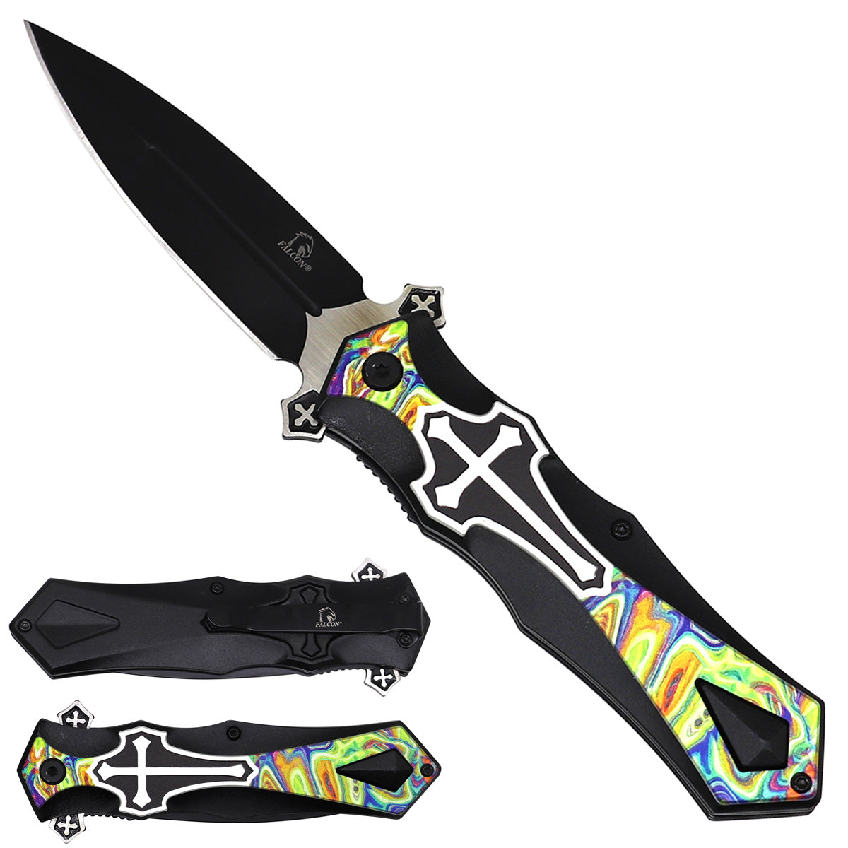 Falcon Cross-Handle Spring-Assisted Pocket Knife | KS5440DM-2