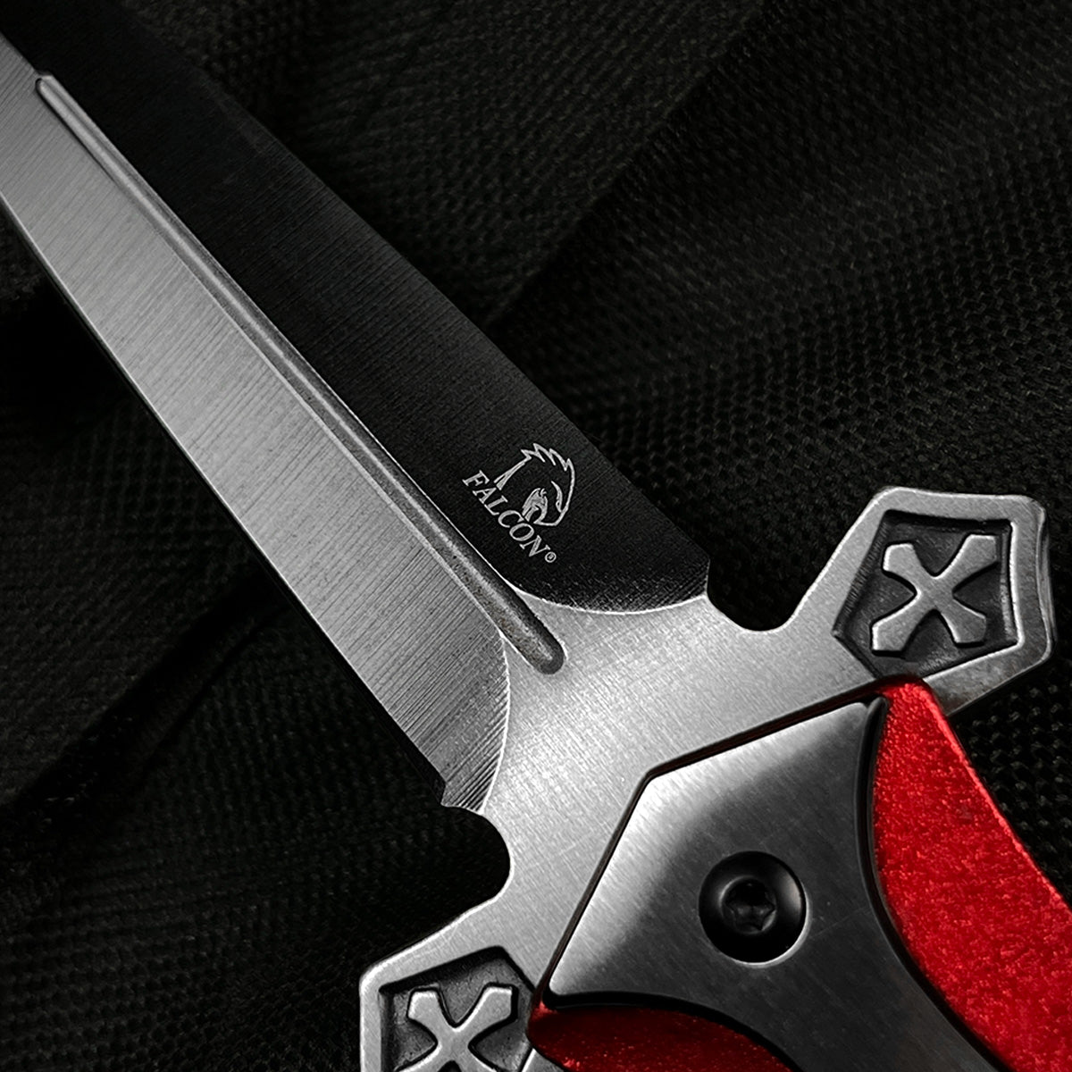 4" Black Blade / Red Cross Handle / Assisted Knife