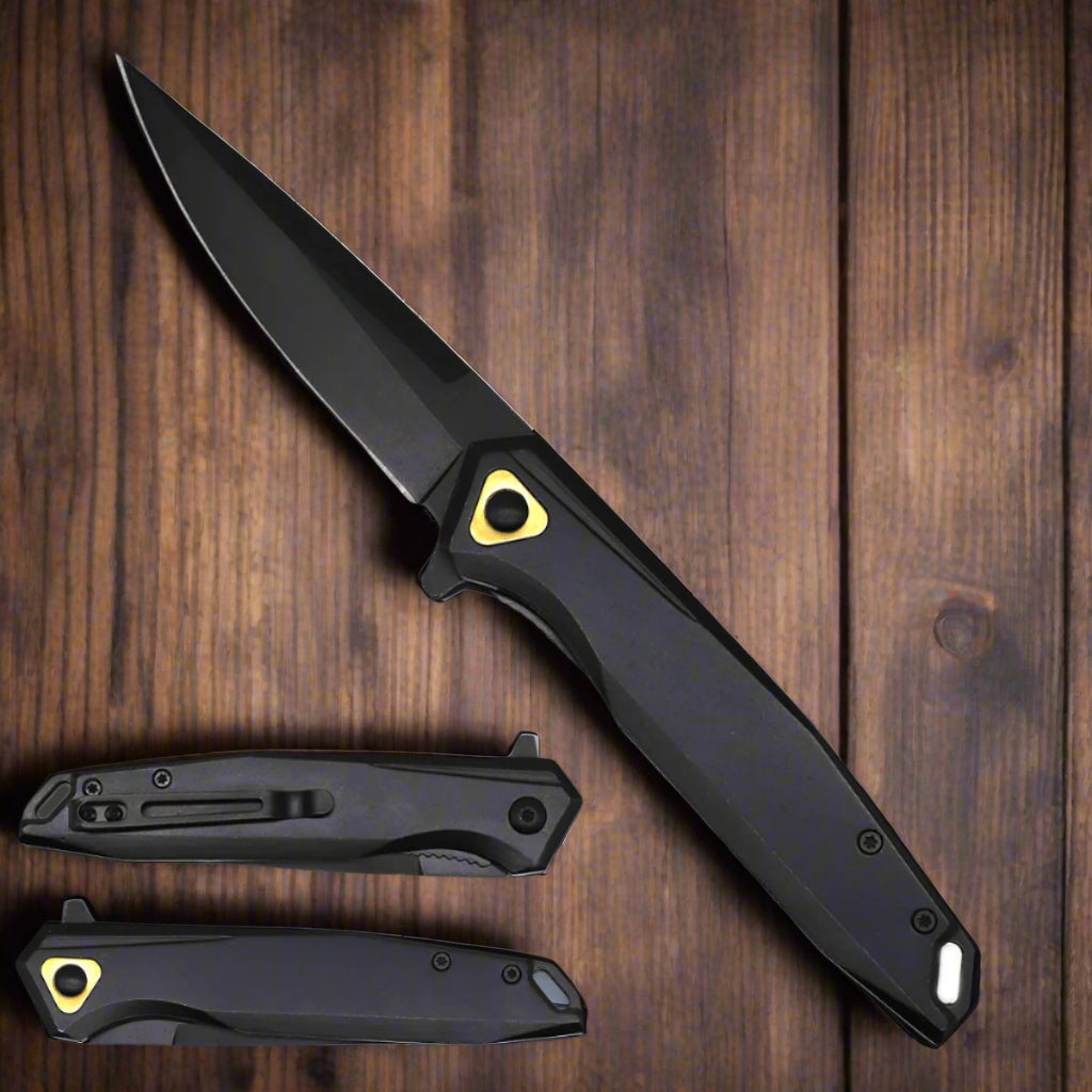 Wholesale Falcon Knives -  Black Blade and Handle / Assisted Knife