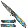 Falcon Patterned Spring-Assisted Knife, 440 Stainless Steel | KS6033DM-2