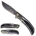 Sigma Damascus Ball-Bearing Pocket Knife - Micarta Handle
