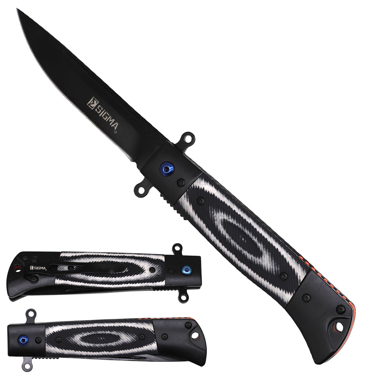 Sigma KSB345BBW ball-bearing folding knife with 4-inch blade and 5-inch steel-and-Micarta handle