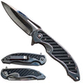 Ball Bearing Flipper Knife - Steel w Carbon Fiber Handle