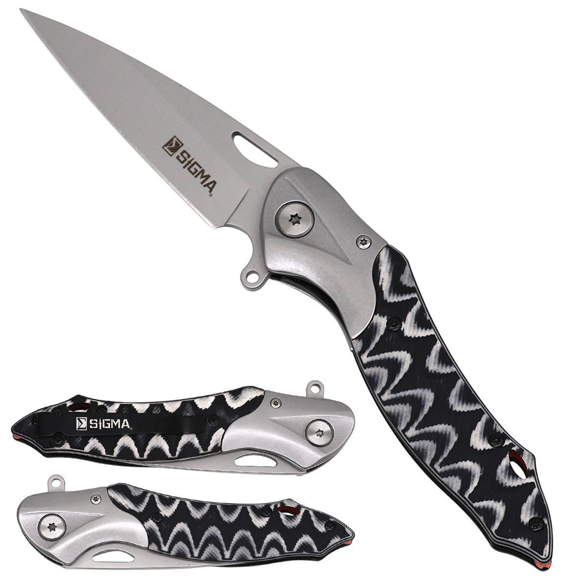Sigma Curved Ball Bearing Pocket Knife - Inlaid Micarta