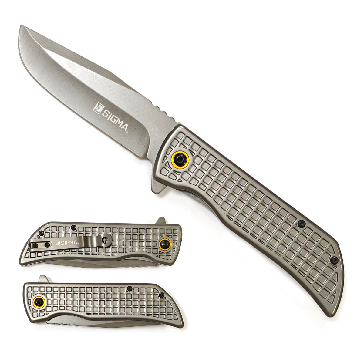 Sigma Ball Bearing Pocket Knife - Waffle Steel Handle