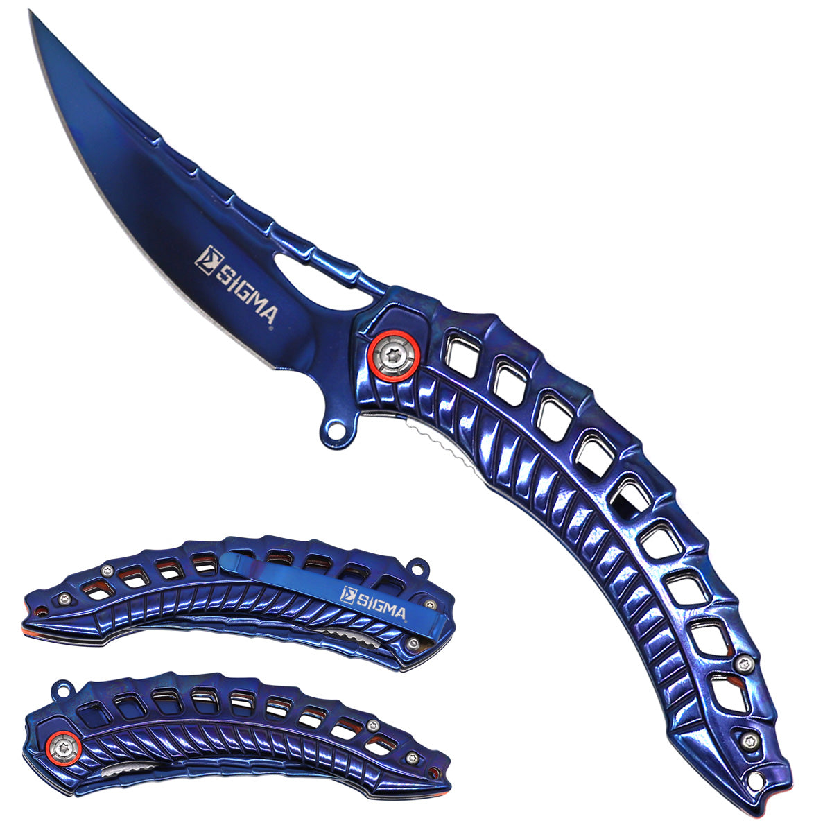 Sigma Ball Bearing Flipper Knife with Sculpted Handle - Blue