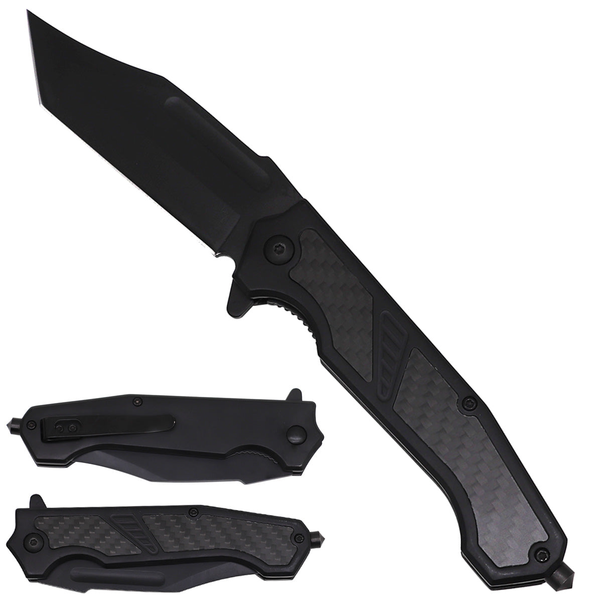 Sigma Ball Bearing Flipper Knife with Carbon-Fiber Inlay - Black
