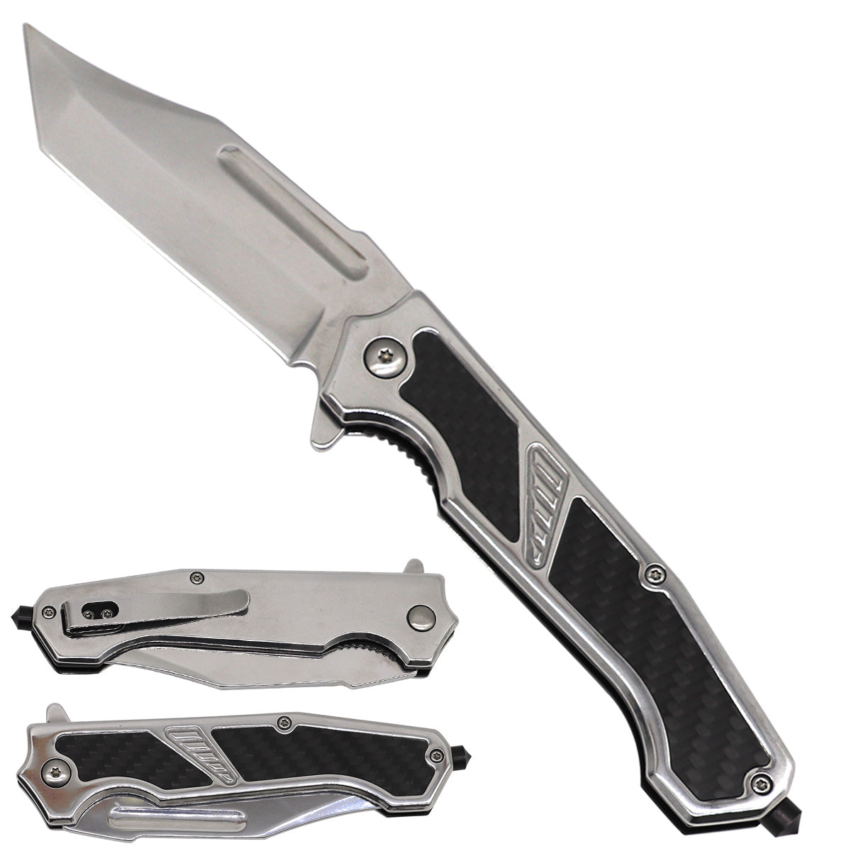 Sigma Ball Bearing Flipper Knife with Carbon-Fiber Inlay - Chrome