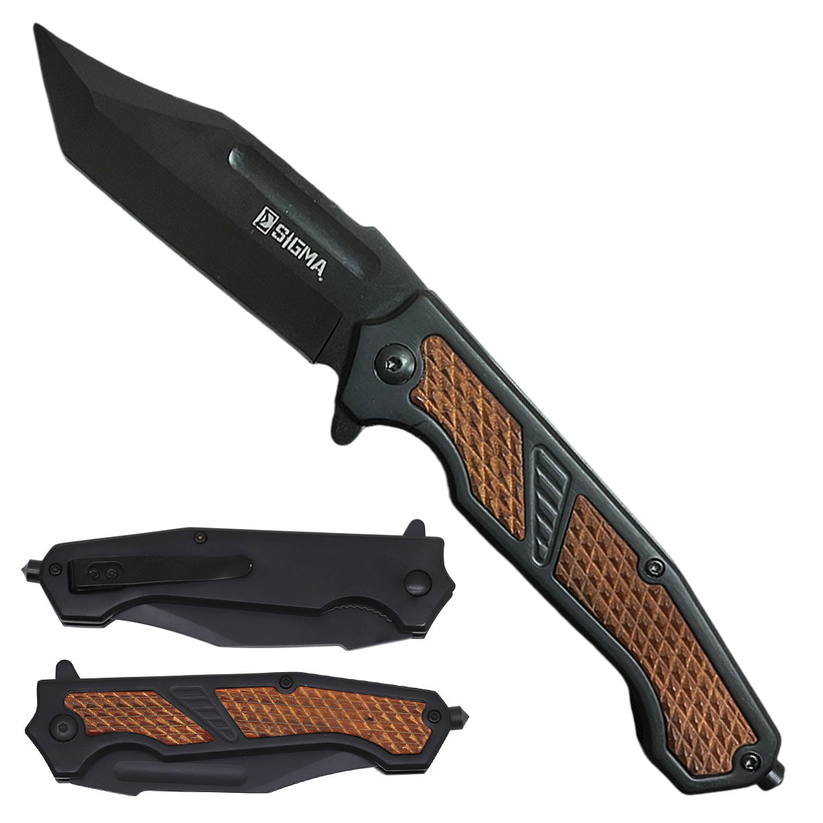 Sigma Ball Bearing Flipper Knife with Wood-Color G10 Inlay