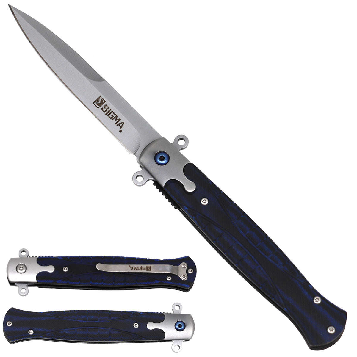sigma-ball-bearing-flipper-knife-blue-micarta-handle