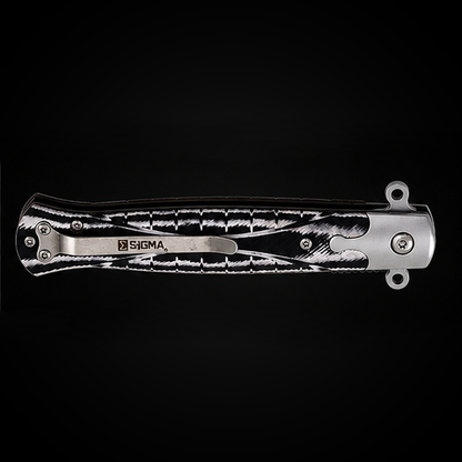 Sigma Ball Bearing Flipper Knife - Black & White Micarta Handle
