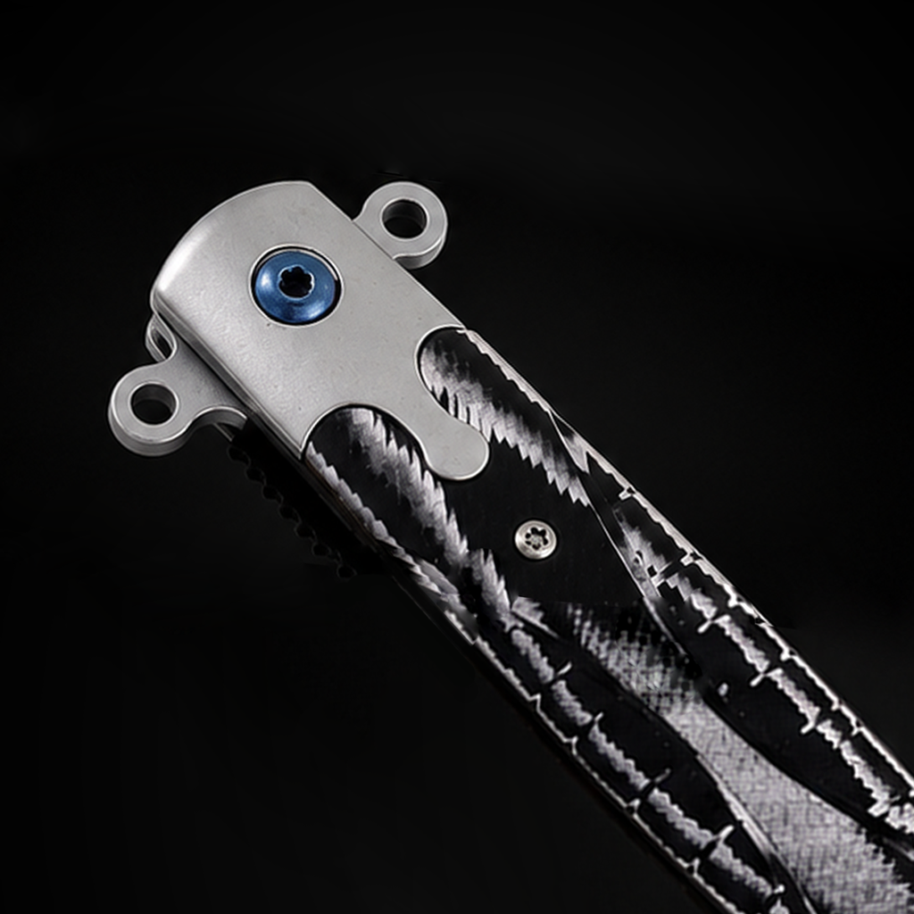 Sigma Ball Bearing Flipper Knife - Black & White Micarta Handle