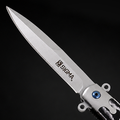 Sigma Ball Bearing Flipper Knife - Black & White Micarta Handle