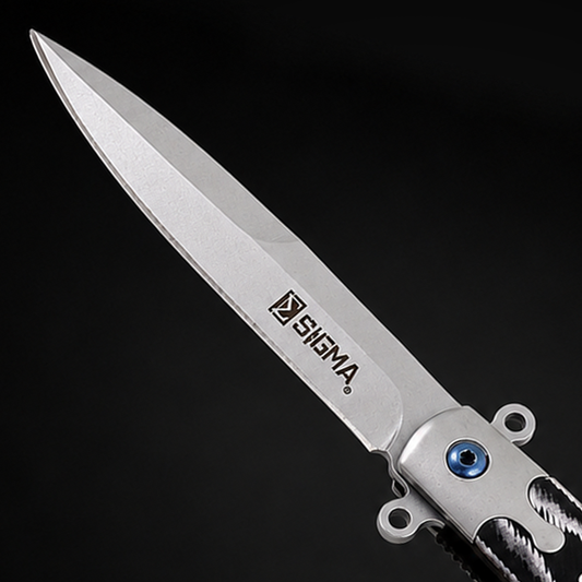 Sigma Ball Bearing Flipper Knife - Black & White Micarta Handle