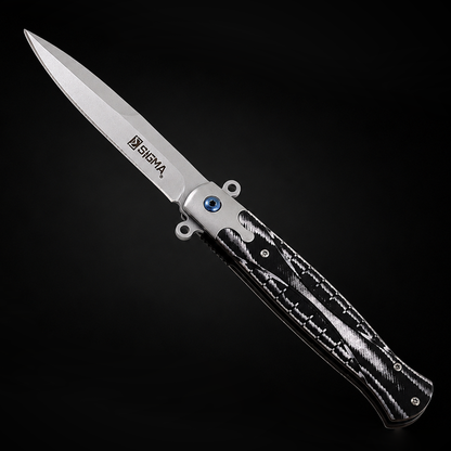 Sigma Ball Bearing Flipper Knife - Black & White Micarta Handle