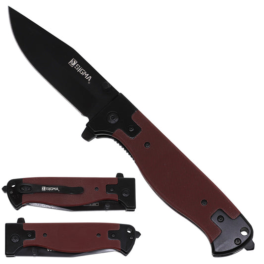 Sigma KSB468BBD ball-bearing folding knife with 8Cr14 blade and 4.75-inch G10 handle