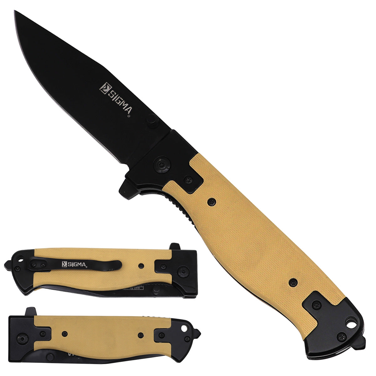 Sigma KSB468BSD ball-bearing folding knife with 8Cr14 blade and 4.75-inch G10 handle