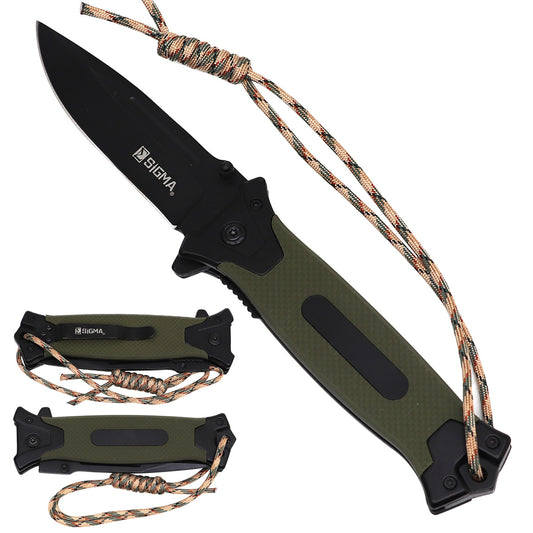 Sigma Ball-Bearing Folding Knife with Black Titanium & Green G10 – KSB487BGN