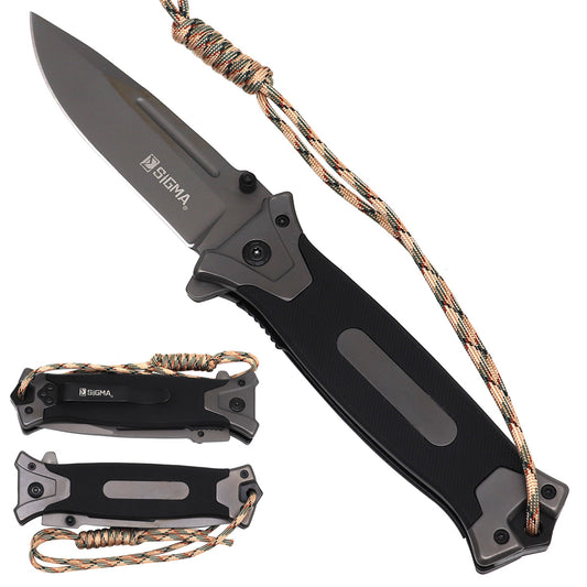 Sigma Ball-Bearing Folding Knife with Gray Titanium & Black G10 – KSB487GBK
